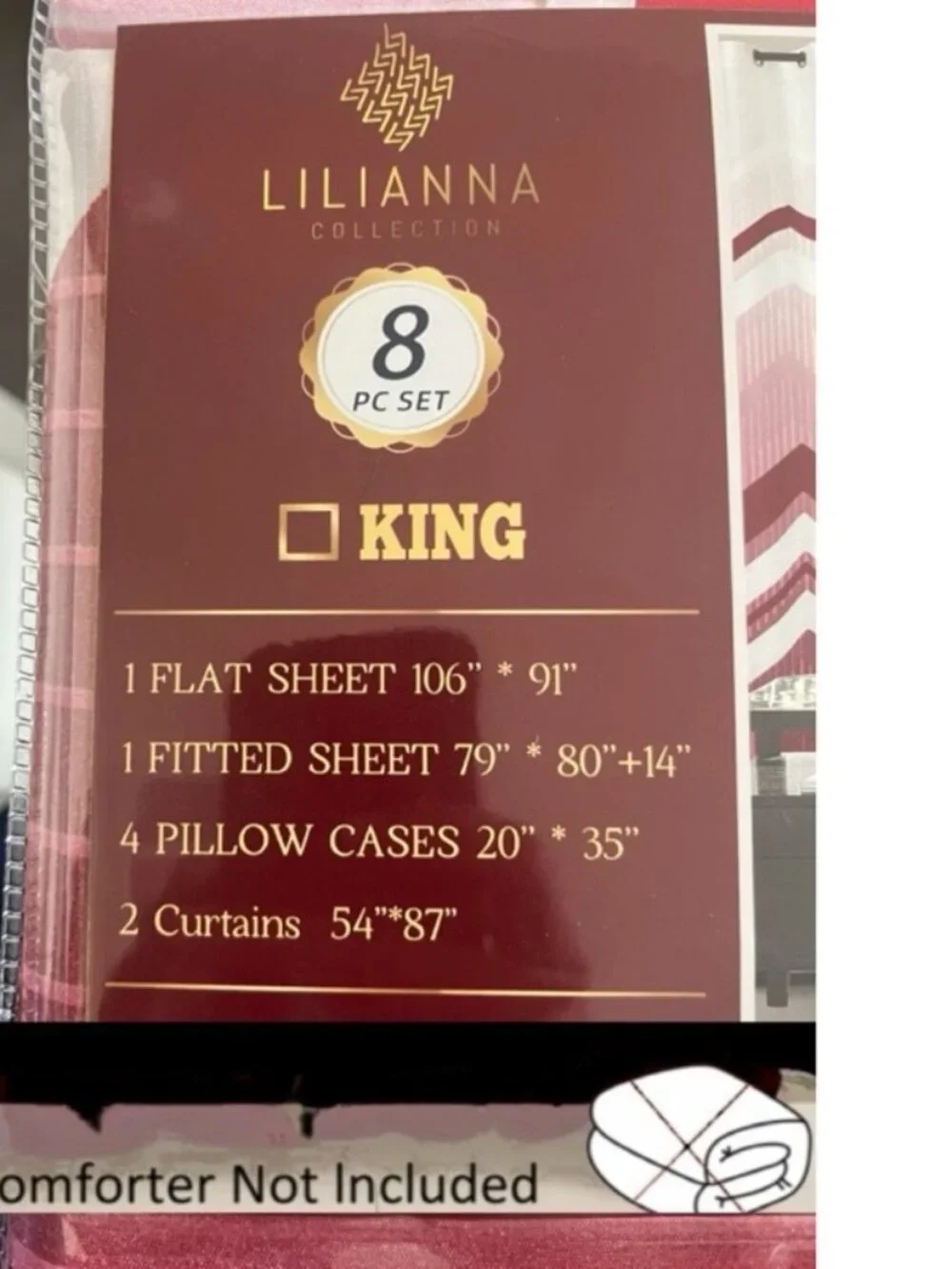 (No Comforter) King Size 8-Piece Decorative Pattern Bedding Set with Matching Cu